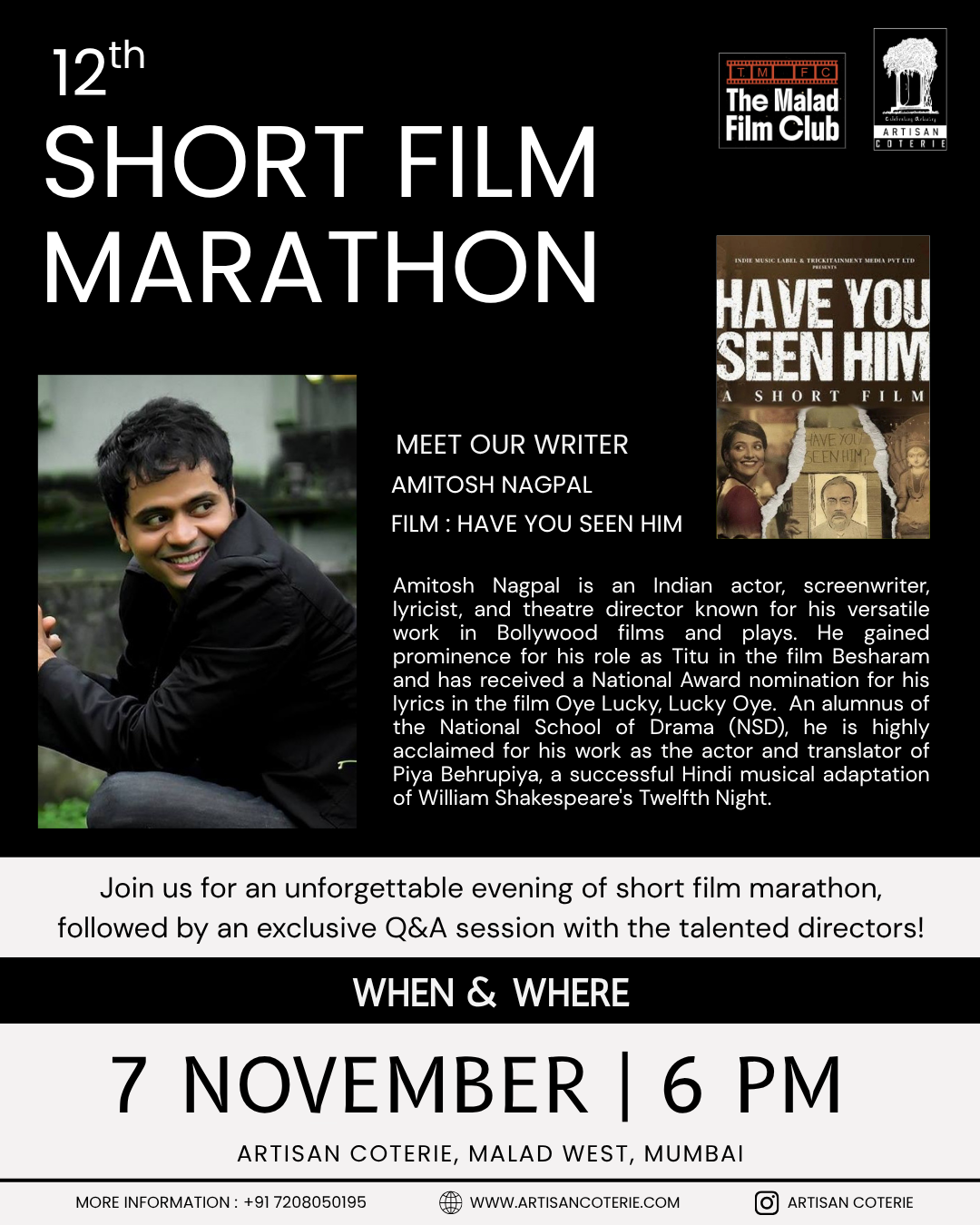 12H SHORT FILM MARATHON - FRIDAY 07 NOVEMBER | 6:00PM